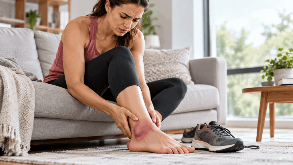 A person with a sprained ankle
