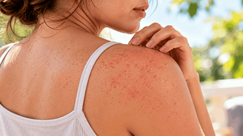 Heat rash on the skin